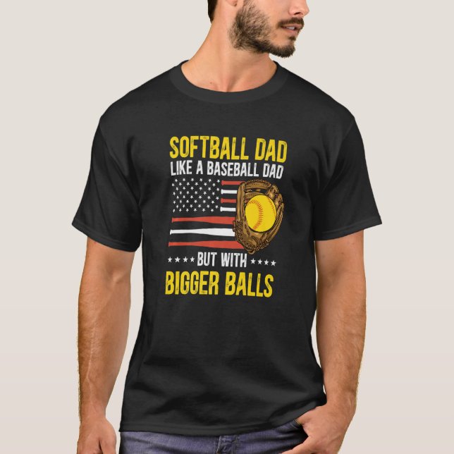 Camiseta Mens Funny Softball Dad Like A Baseball Dad US Fla (Frente)