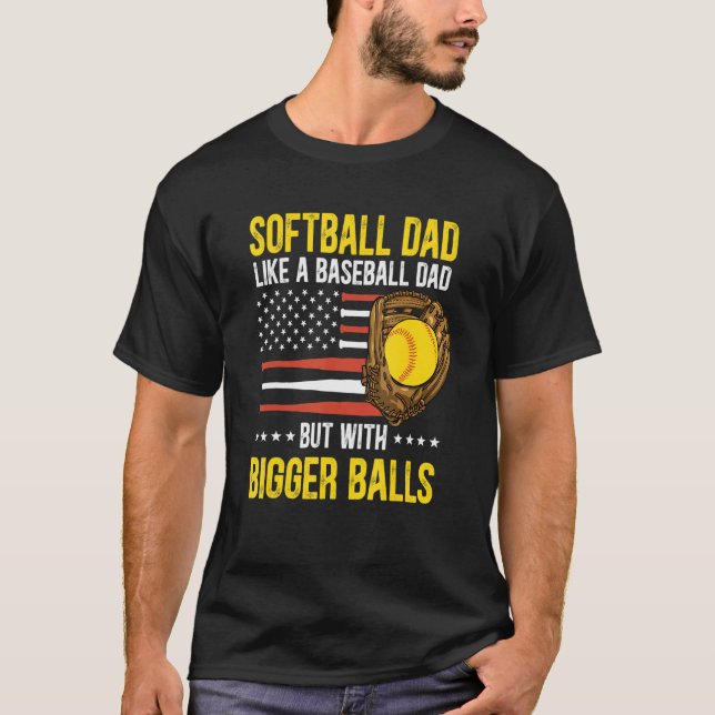 Camiseta Mens Funny Softball Dad Like A Baseball Dad US Fla (Frente)