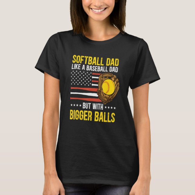 Camiseta Mens Funny Softball Dad Like A Baseball Dad US Fla (Frente)