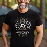 Camiseta Mens Funny Whiskey 50º Aniversário<br><div class="desc">Celebre o grande 5-0 com estilo e humor com este design de aniversário inspirado no rótulo de uísque vintage. A tipografia negra, dourada e branca é ornamentado e elegante, dando-lhe um toque clássico de retrô-safra. Perfeito para o homem (ou para a mulher!) na sua vida que ama o seu uísque,...</div>