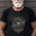 Camiseta Mens Funny Whiskey 70 Birthday<br><div class="desc">Celebre o grande 7-0 com estilo e humor com este design de aniversário inspirado no rótulo de uísque vintage. A tipografia negra, dourada e branca é ornamentado e elegante, dando-lhe um toque clássico de retrô-safra. Perfeito para o homem (ou para a mulher!) na sua vida que ama o seu uísque,...</div>