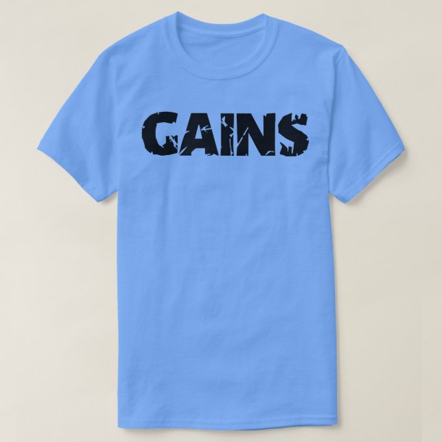 Camiseta Mens GAINS Gym Fitness Workout Bodybuilding Motiva (Frente do Design)