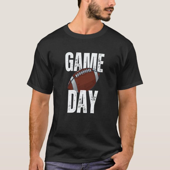 Camiseta Mens Game Day Football Fantasy Rugby Ball Soccer (Frente)