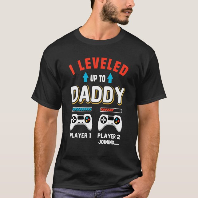 Camiseta Mens Gamer Dad Offspring Joystick Level Up To Dadd (Frente)