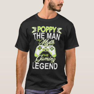 Camiseta Mens Gamer Poppy O Homem Mente Lenda de Jogos Pai