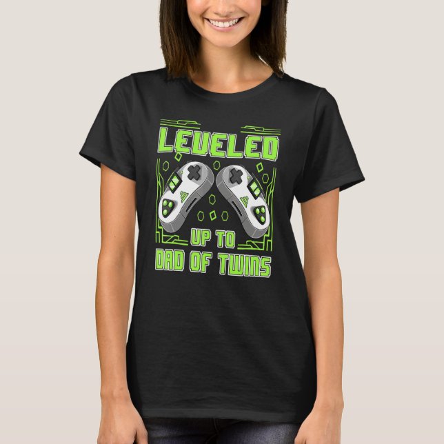 Camiseta Mens Gaming Leveled Up To Dad Of Twins Video Gamer (Frente)