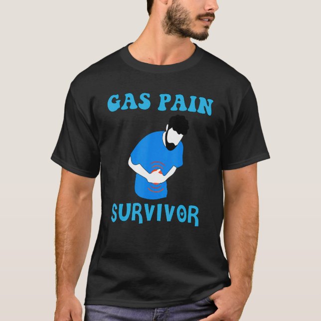 Camiseta Mens Gas Pain Survivor Quote Tummy Ache Survivor (Frente)