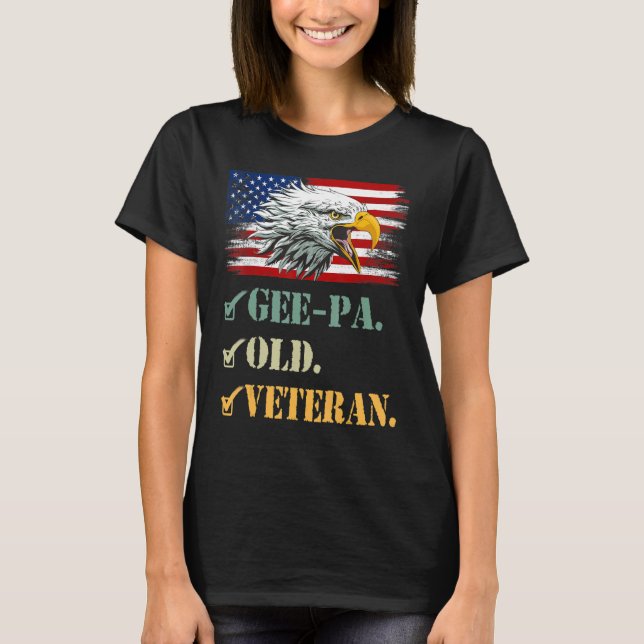 Camiseta Mens Gee Pa Old Veteran American Eagle Flag Legal  (Frente)