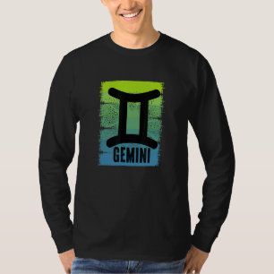 Camiseta Mens Gemini Símbolo Maio Junho Noturno Zodíaco Mul