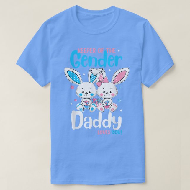 Camiseta Mens Gender Reveal Daddy Loves You Bunny Easter Pr (Frente do Design)