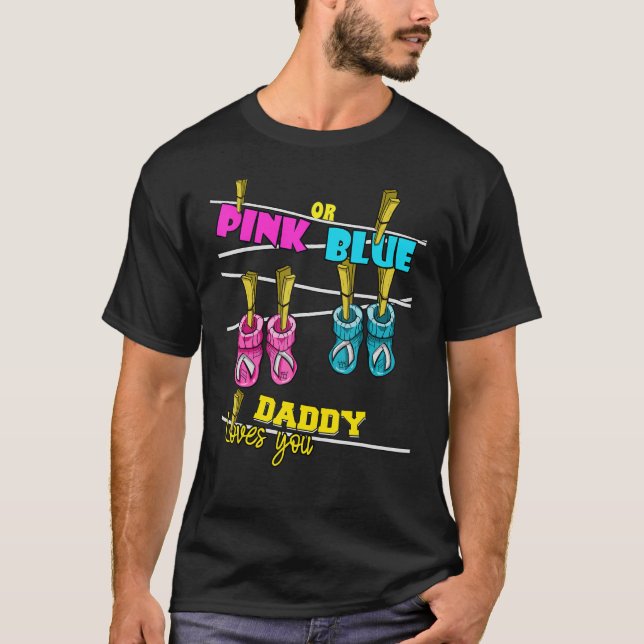 Camiseta Mens Gender Reveal Party Baby Shower Daddy Pinknes (Frente)