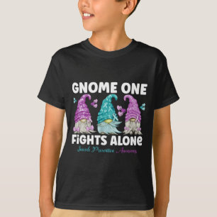 Camiseta Mens gnomo um luta sozinho prevenção conscientizaç