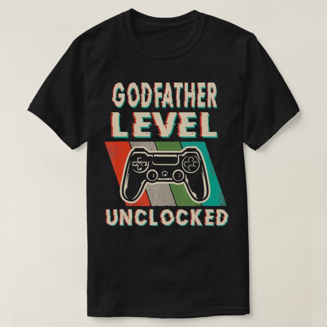 Camiseta Mens Godfather Level Unlocked Funny Leveled Up To  (Frente do Design)