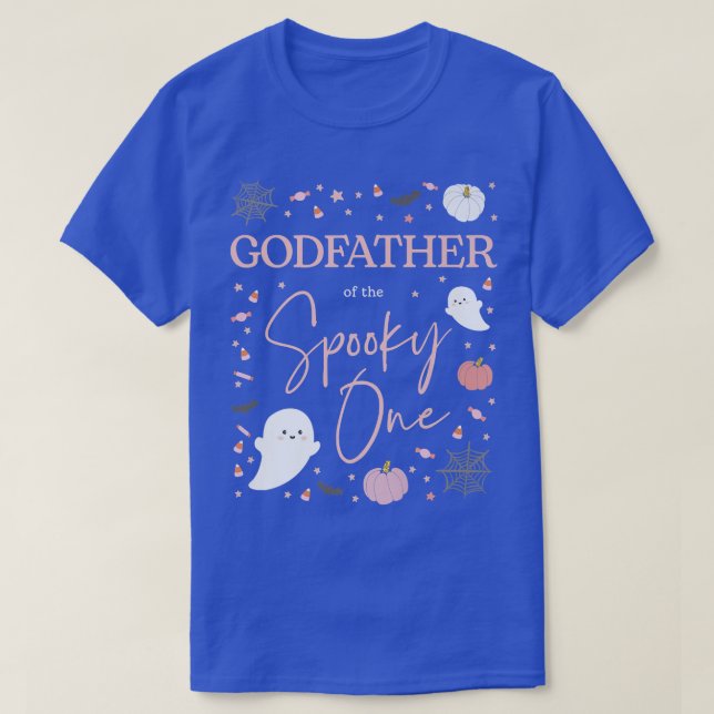 Camiseta Mens Godfather of Spooky One Girl First Birthday P (Frente do Design)
