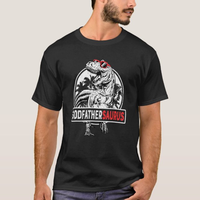Camiseta Mens Godfathersaurus Rex Dinosaur Godfather Saurus (Frente)
