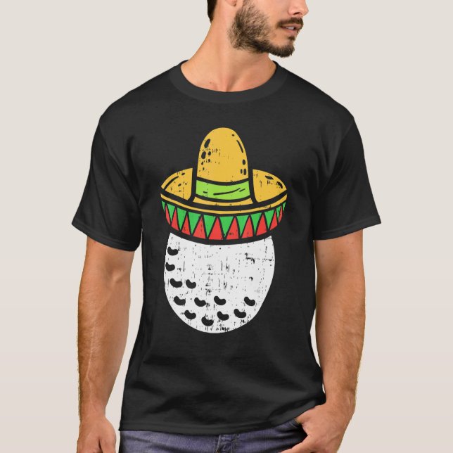 Camiseta Mens Golf Ball Sombrero Cinco De Mayo Golf Mexican (Frente)