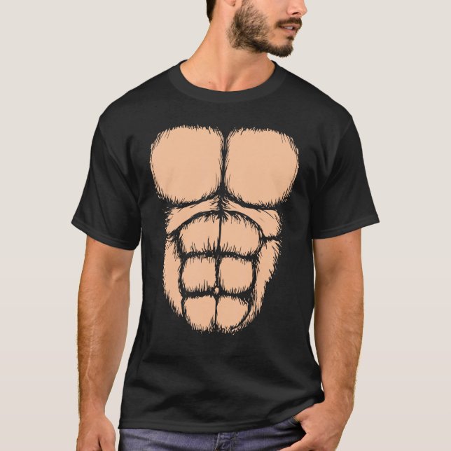 Camiseta Mens Gorilla Chest Muscles Six Pack (Frente)