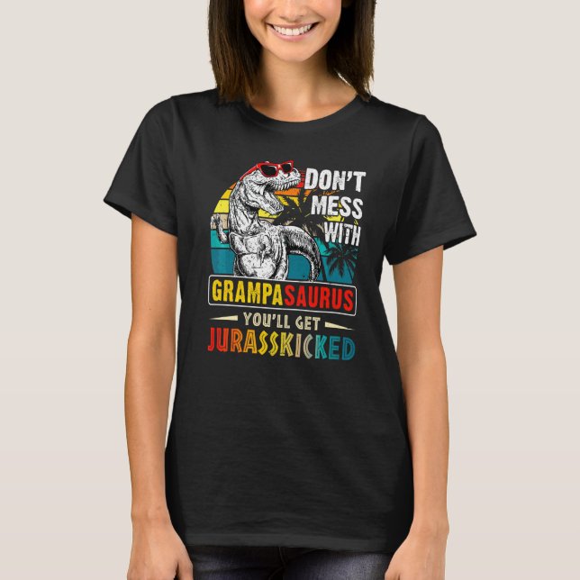 Camiseta Mens Grampasaurus Dinosaur Rex Vintage D. (Frente)