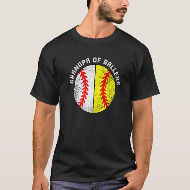 Camiseta Mens Grandpa Of Ballers  Baseball Softball Grandpa (Frente)