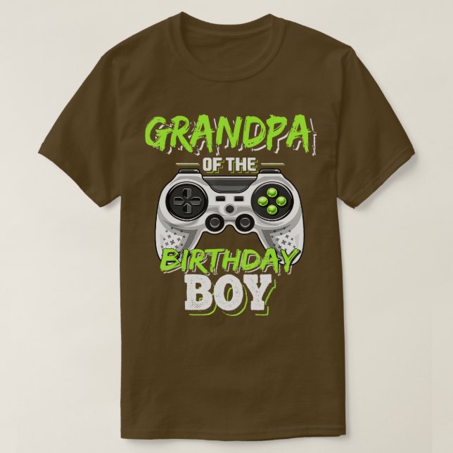 Camiseta Mens Grandpa of the Birthday Boy Matching Video Ga (Frente do Design)
