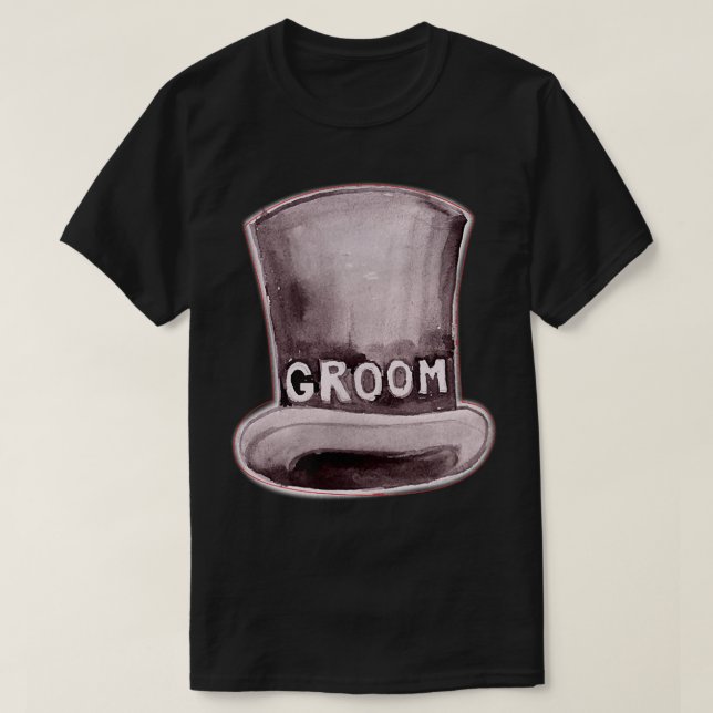 Camiseta Mens Groom Hat Cute Engagement Wedding Bachelor Pa (Frente do Design)