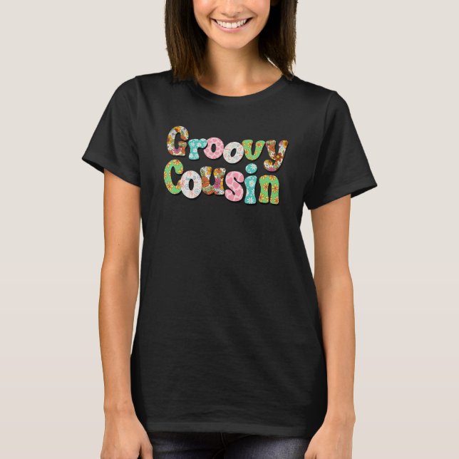 Camiseta Mens Groovy Cousin 70s Nostalgia estética 1970 (Frente)