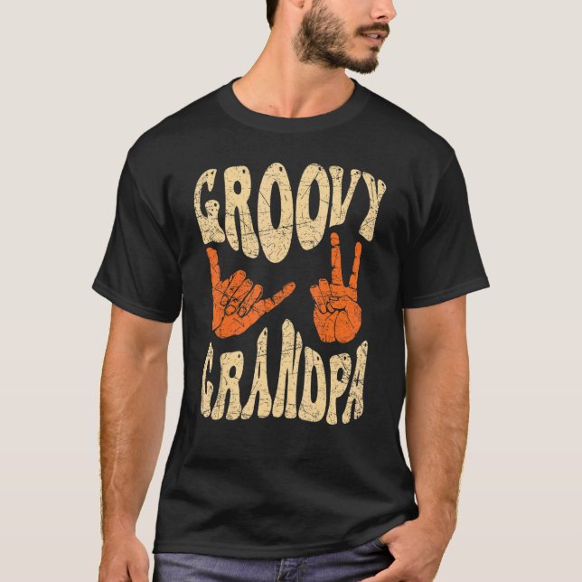 Camiseta Mens Groovy Grandpa 70s Aesthetic Nostalgia 1970's (Frente)