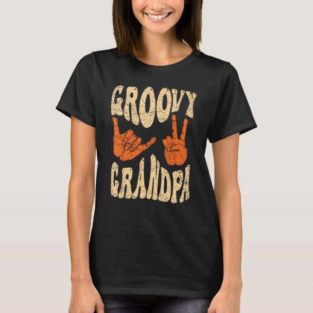Camiseta Mens Groovy Grandpa 70s Aesthetic Nostalgia 1970's (Frente)