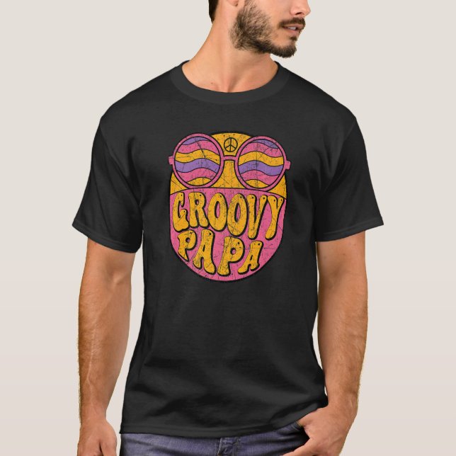 Camiseta Mens Groovy Papa 70s Aesthetic Nostalgia 1970's Re (Frente)