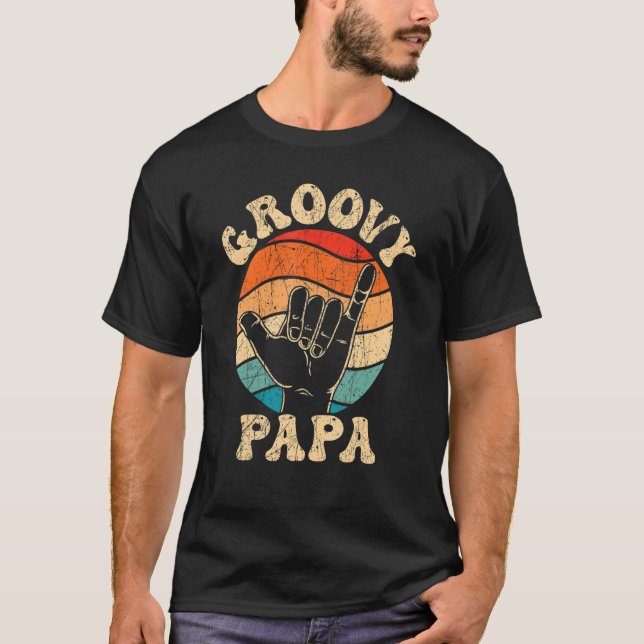 Camiseta Mens Groovy Papa 70s Nostalgia estética 1970 Re (Frente)