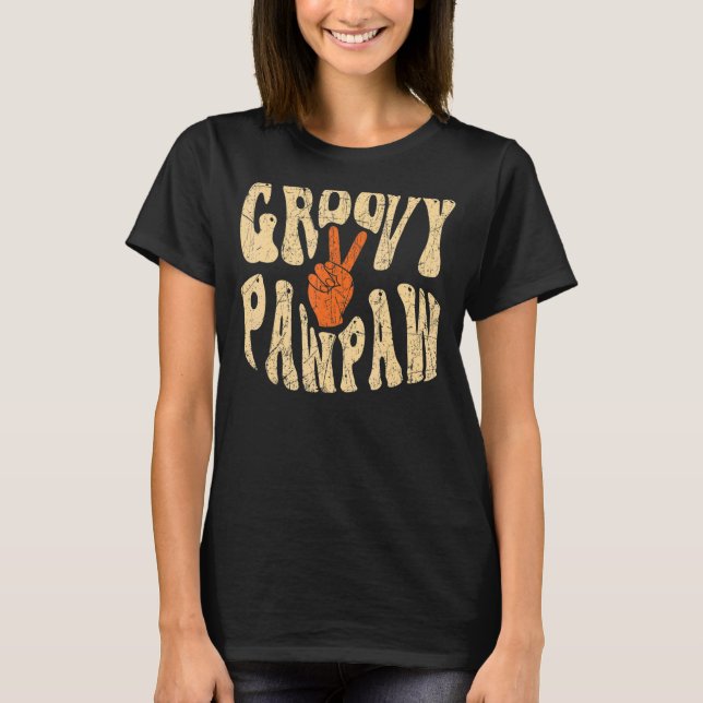 Camiseta Mens Groovy Pawpaw 70s Aesthetic Nostalgia 1970's  (Frente)