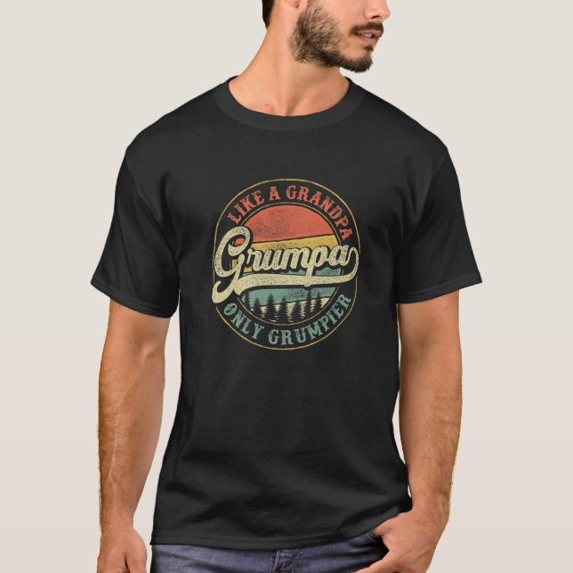 Camiseta Mens Grumpa Como Um Vovô Apenas Grumpier Retro Gru (Frente)