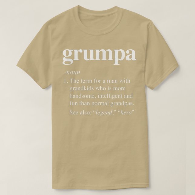 Camiseta Mens Grumpa Definição Engraçado Noun Vovô Definido (Frente do Design)