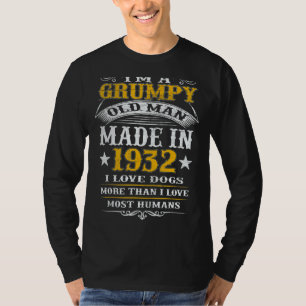 Camiseta Mens Grumpy Velho Feito Em 1932, Aniversário De 90