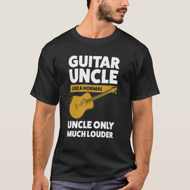 Camiseta Mens guitarra tio como um instante normal de guita (Frente)