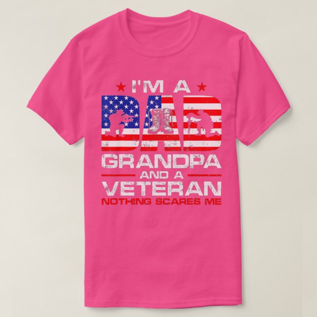 Camiseta Mens Gun American Flag I'm A Dad Grandpa And A Vet (Frente do Design)