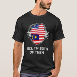 Camiseta Mens Half American Half Malásia EUA Malásia Fla
