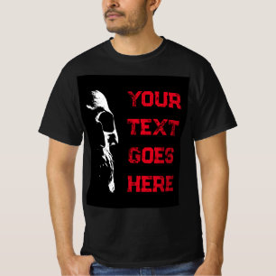 Camiseta Mens Halloween Caveira Negra Vermelha Negra Texto