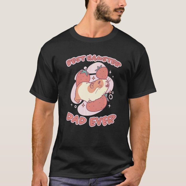 Camiseta Mens Hamster Dizendo Melhor Pai De Hamster Strawbe (Frente)