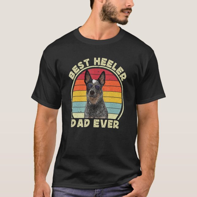 Camiseta Mens Heeler Dad For Men Retro Blue Australian Catt (Frente)