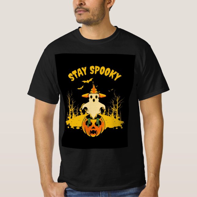 Camiseta mens helloween stay spooky design t shirt  (Frente)