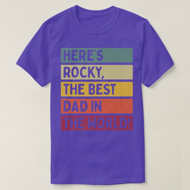 Camiseta Mens Here's Rocky The Best Dad In The World Father (Frente do Design)