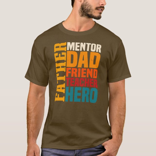 Camiseta Mens Homens Mentor Pai Professor Amigo Hero Engraç (Frente)