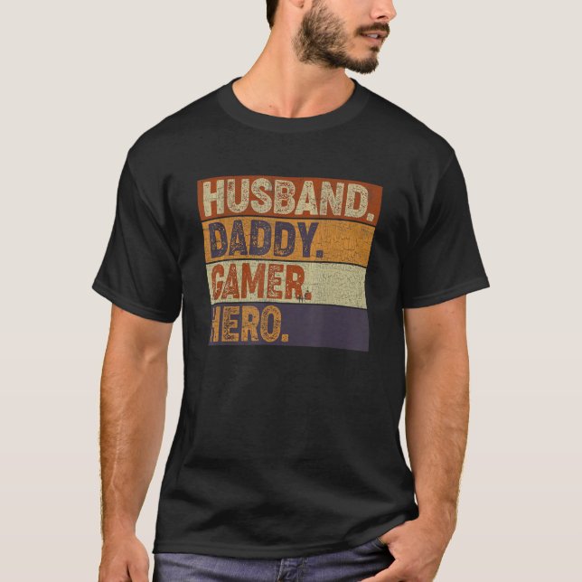 Camiseta Mens  Husband Dad Father Gamer Gaming (Frente)
