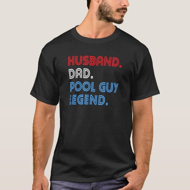 Camiseta Mens Husband Dad Pool Guy Legend Patriotic 4th of  (Frente)