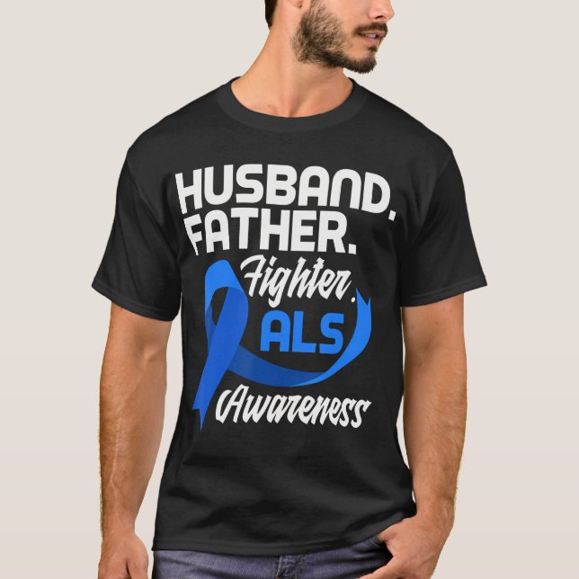 Camiseta Mens Husband Padre Fighter Pai Als Warrior Als (Frente)