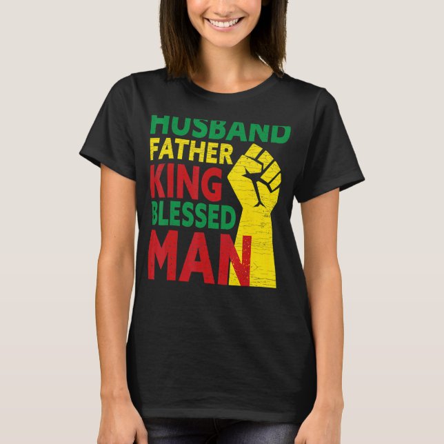 Camiseta Mens Husband Padre King Bendê Homem Negro Pai (Frente)