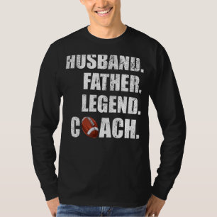 Camiseta Mens Husband Padre Legend Flag Treinador De Futebo