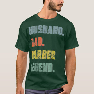 Camiseta Mens Husband Pai Barber Legend Vintage Da Pai