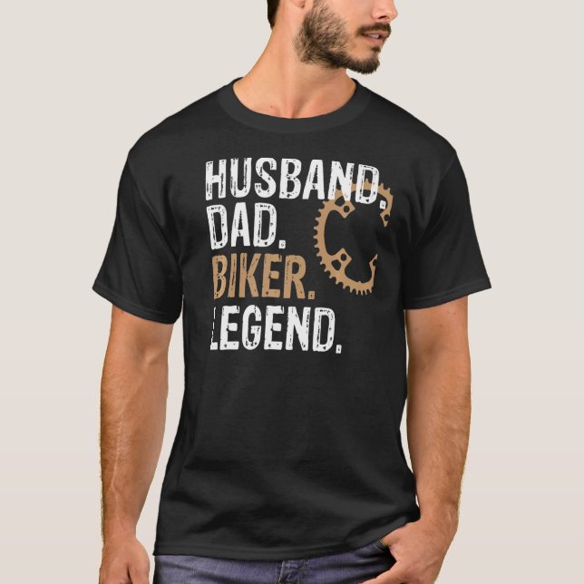 Camiseta Mens Husband Pai Biker Legend Mountain Bike (Frente)